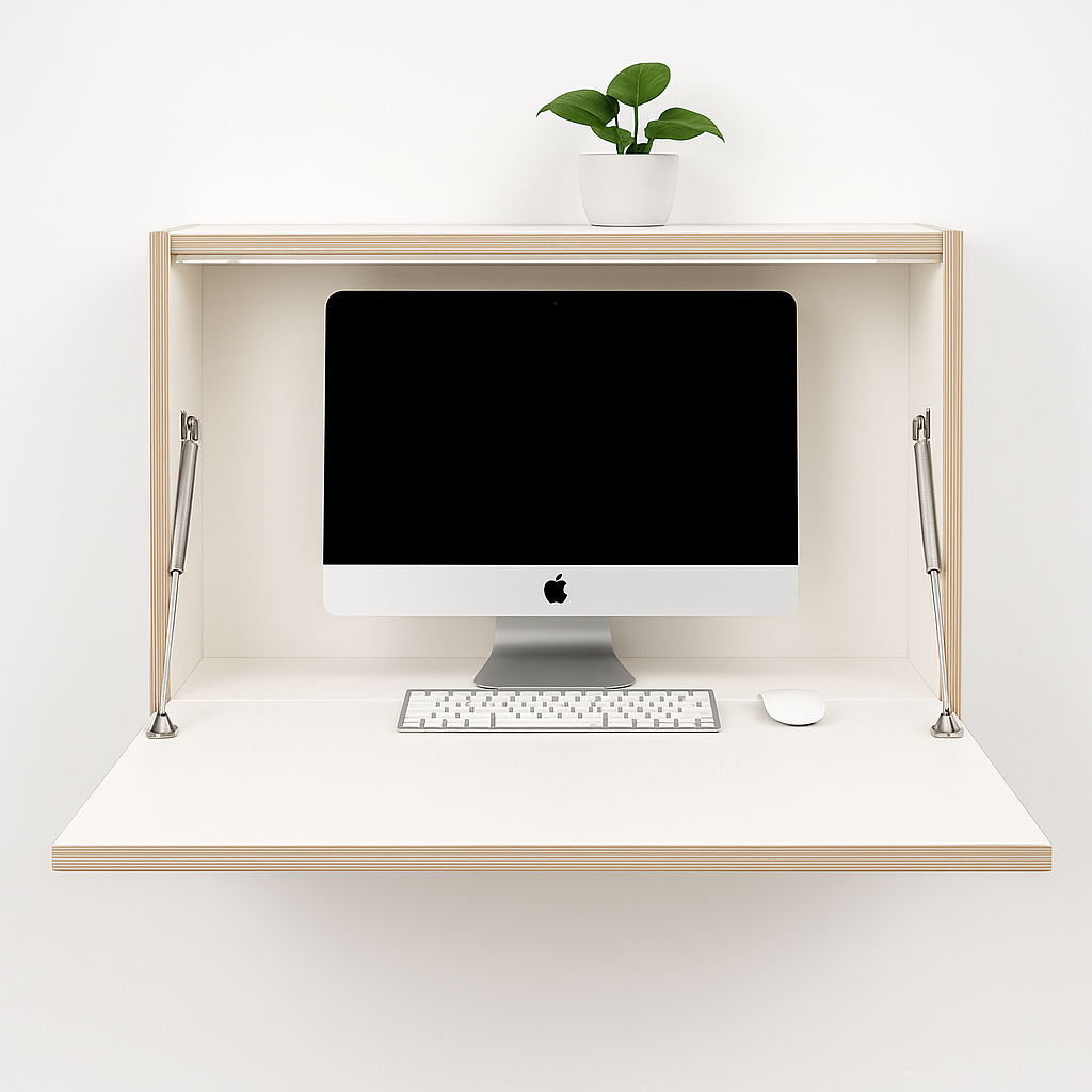 Medium Desk - Wall-mounted birch wood desk