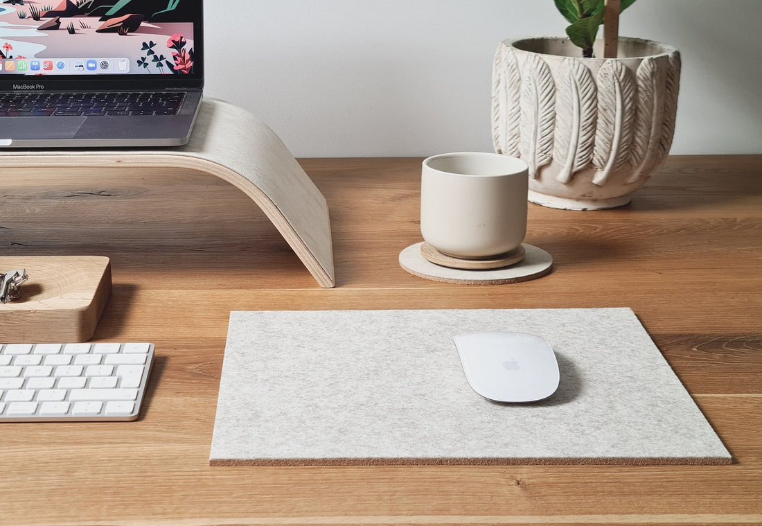 Small mouse pad - Beige wool felt