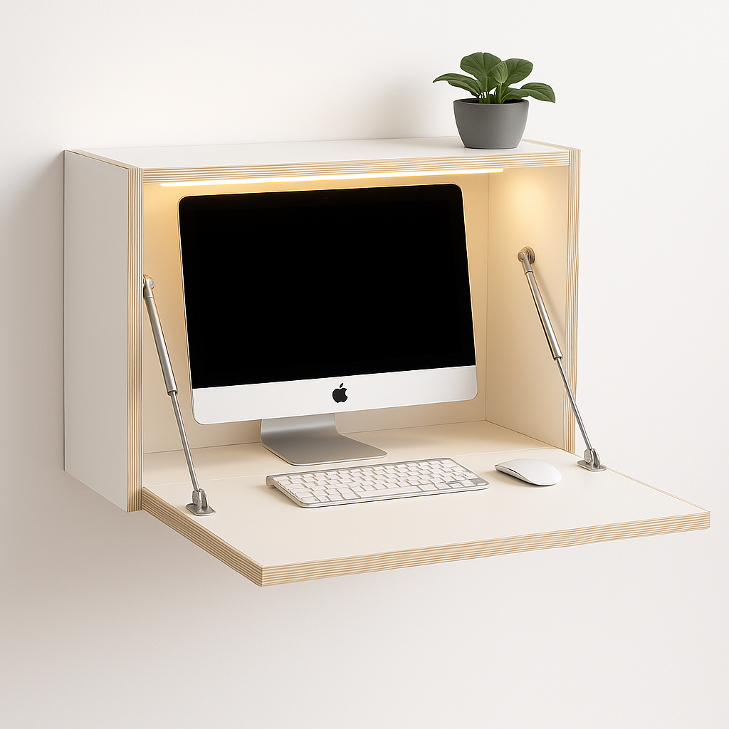 Medium Desk - Wall-mounted birch wood desk