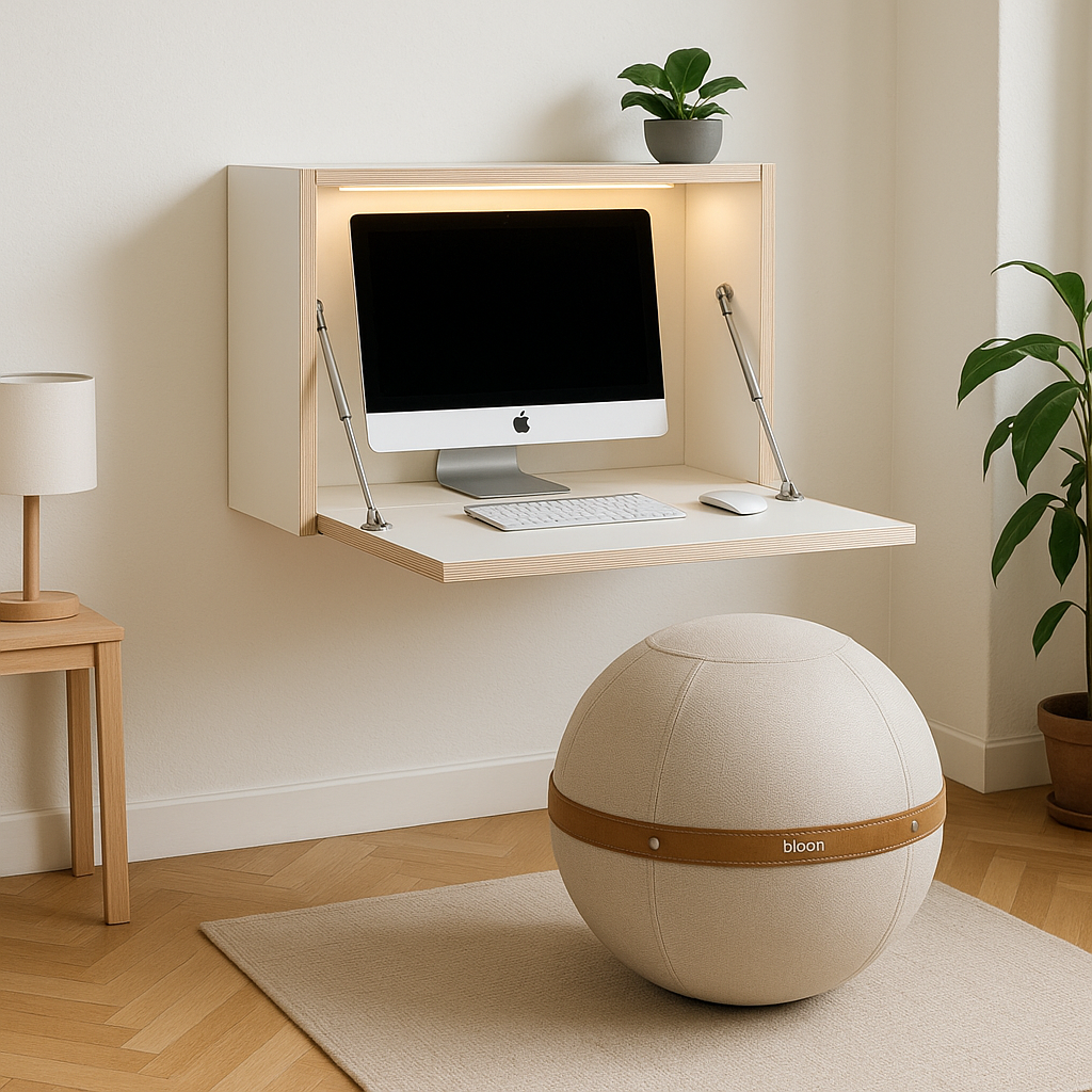 Medium Desk - Wall-mounted birch wood desk