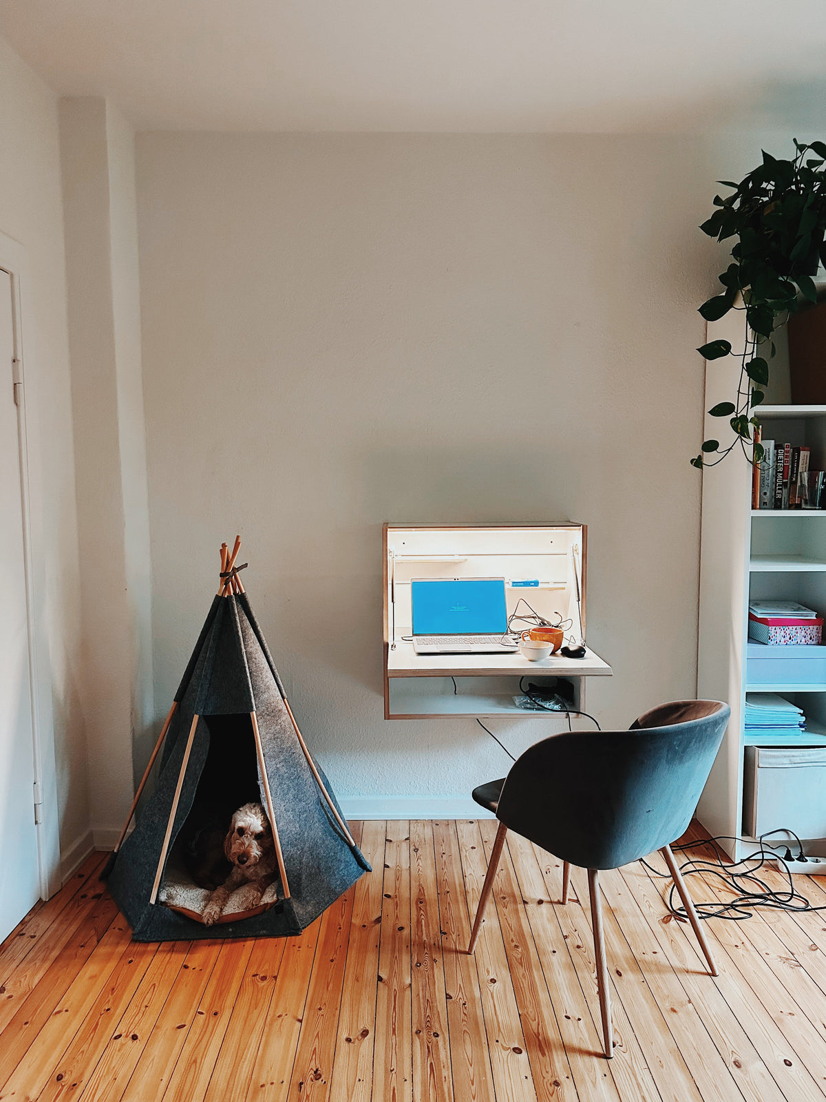 Photo client – Signature – Bureau mural avec rangement