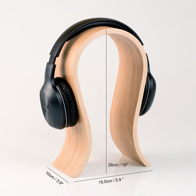 Wooden headphone stand - White