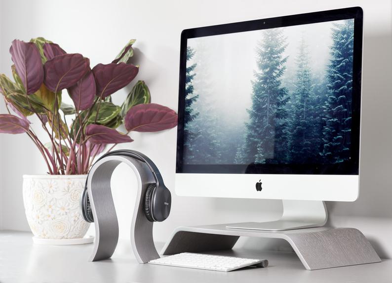 Wooden headphone stand - Gray