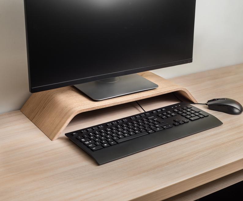 Walnut wood computer monitor stand