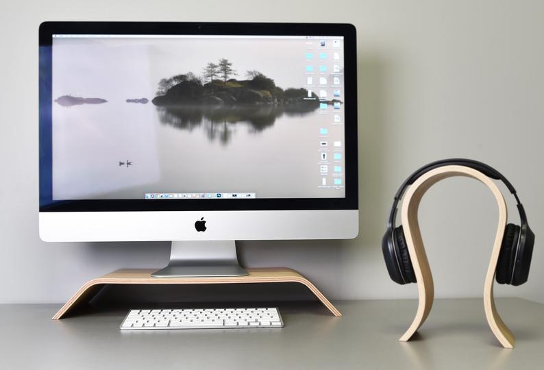 Ash wood computer monitor stand