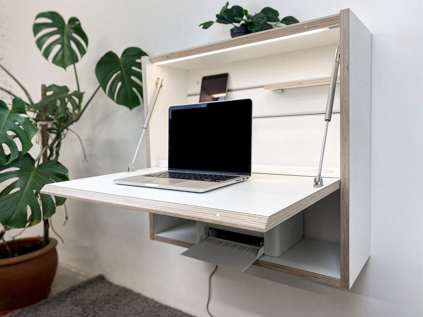 The Office Desk - Folding desk with wall shelf 