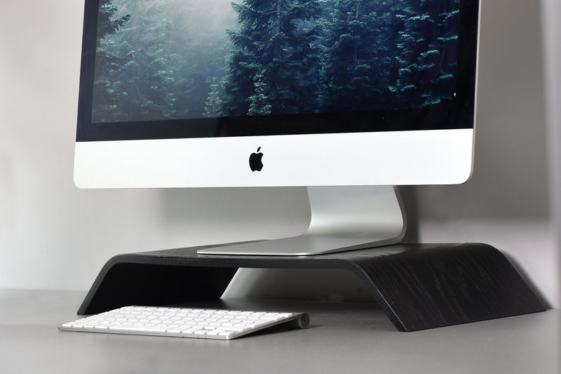 Wooden Computer Monitor Stand - Black
